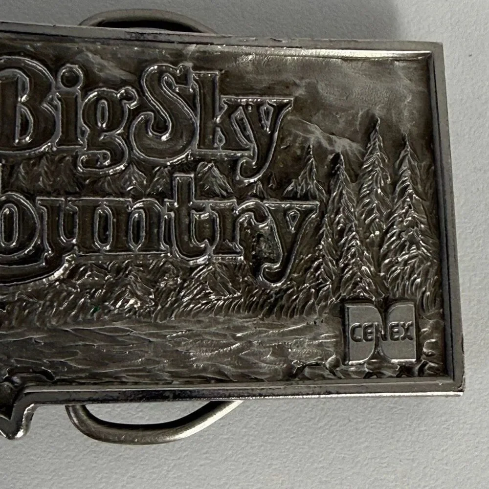 Vintage Montana 1976 Big Sky Belt Buckle Bergamot Brass Works USA